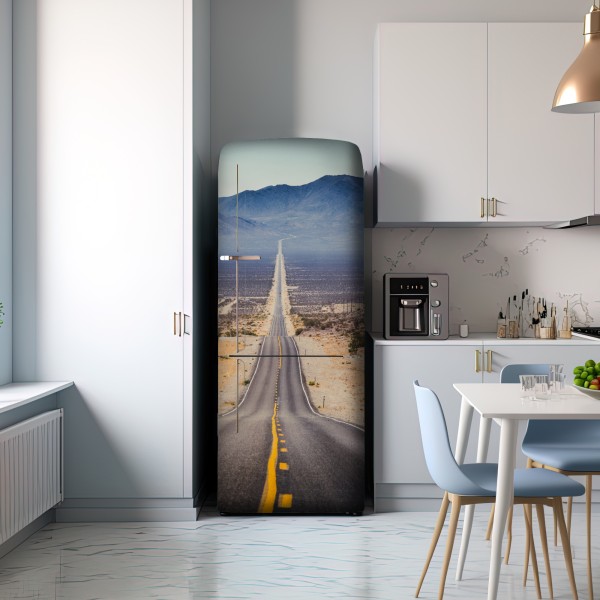Naklejka na lodówkę niekończąca się droga przez pustynię do gór – Wallissimo® Naklejka na lodówkę niekończąca się droga przez pustynię do gór – Wallissimo®