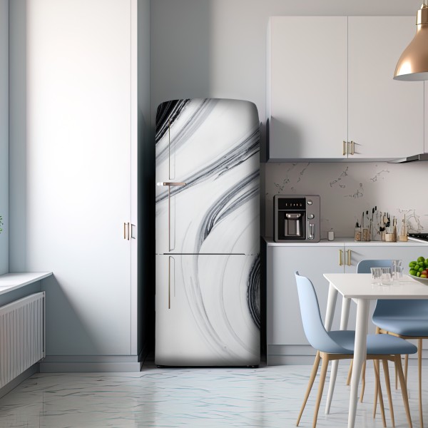 Naklejka na lodówkę monochromatyczne marmurowe wiry – Wallissimo® Naklejka na lodówkę monochromatyczne marmurowe wiry – Wallissimo®