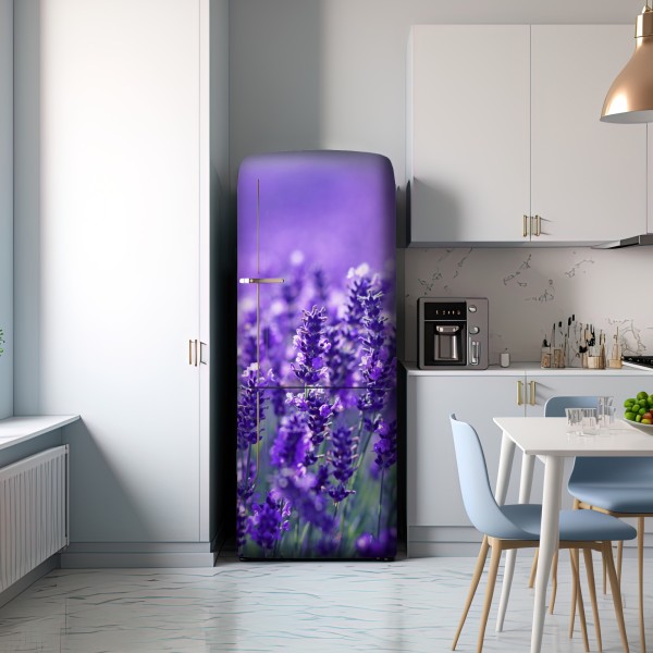 Naklejka na lodówkę zbliżenie pola lawendy – Wallissimo® Naklejka na lodówkę zbliżenie pola lawendy – Wallissimo®