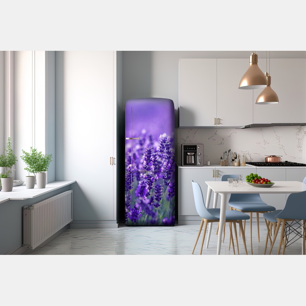 Naklejka na lodówkę zbliżenie pola lawendy – Wallissimo® Naklejka na lodówkę zbliżenie pola lawendy – Wallissimo®