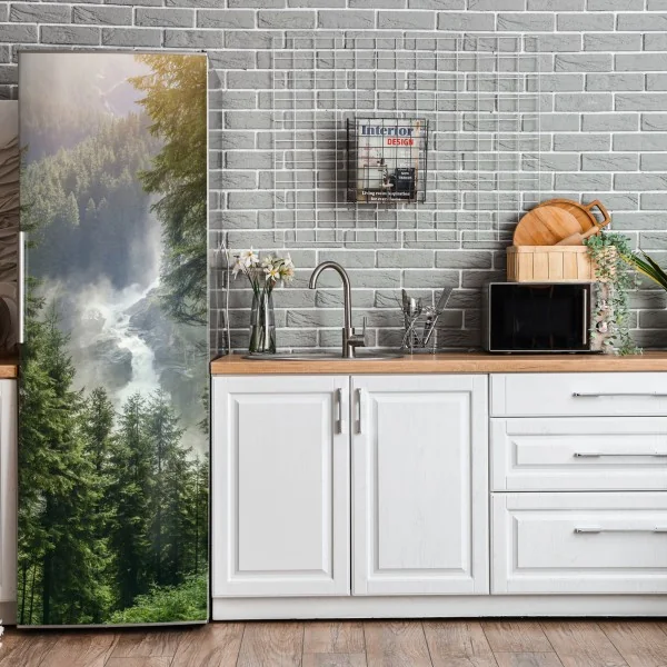 Naklejka na lodówkę Krimml wodospad w bujnym alpejskim lesie – Wallissimo® Naklejka na lodówkę Krimml wodospad w bujnym alpejskim lesie – Wallissimo®