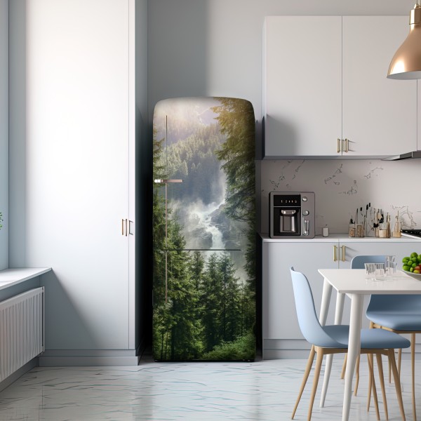 Naklejka na lodówkę Krimml wodospad w bujnym alpejskim lesie – Wallissimo® Naklejka na lodówkę Krimml wodospad w bujnym alpejskim lesie – Wallissimo®