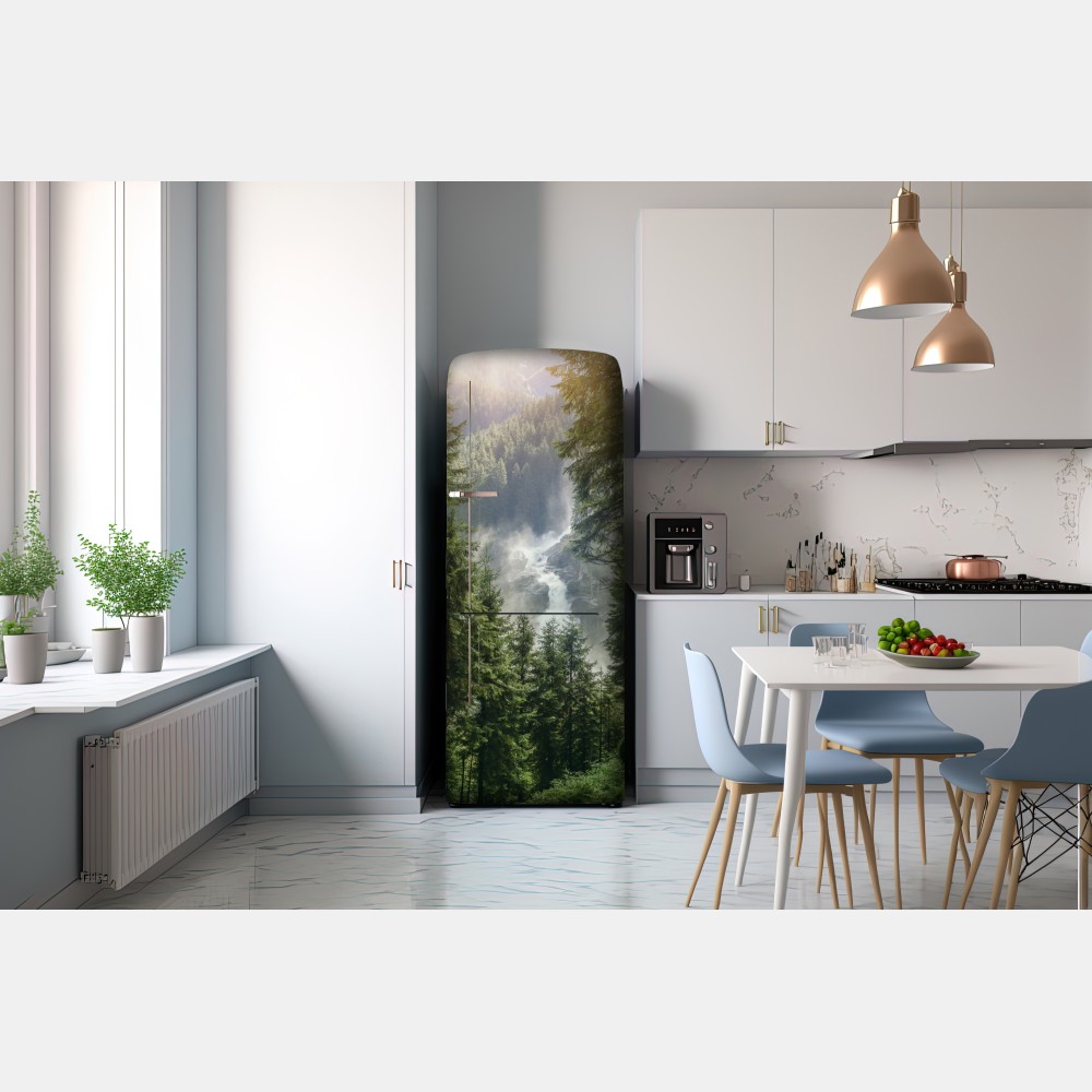 Naklejka na lodówkę Krimml wodospad w bujnym alpejskim lesie – Wallissimo® Naklejka na lodówkę Krimml wodospad w bujnym alpejskim lesie – Wallissimo®