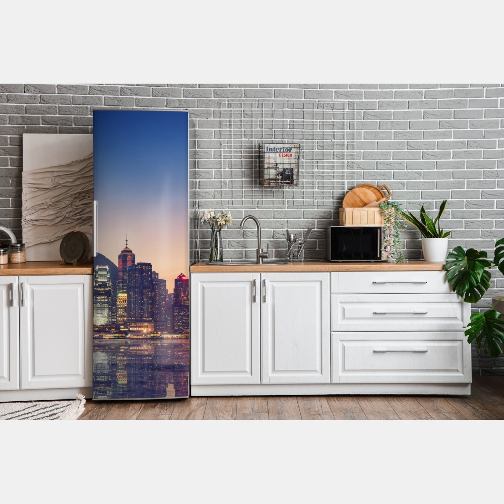 Naklejka na lodówkę Hongkong panorama miasta o zmierzchu – Wallissimo® Naklejka na lodówkę Hongkong panorama miasta o zmierzchu – Wallissimo®