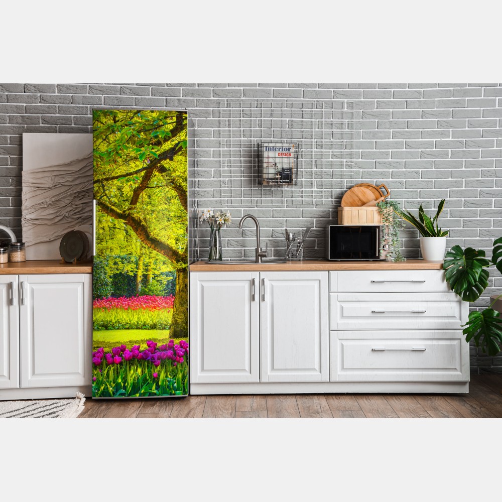 Naklejka na lodówkę barwny ogród tulipanów w Keukenhof – Wallissimo® Naklejka na lodówkę barwny ogród tulipanów w Keukenhof – Wallissimo®