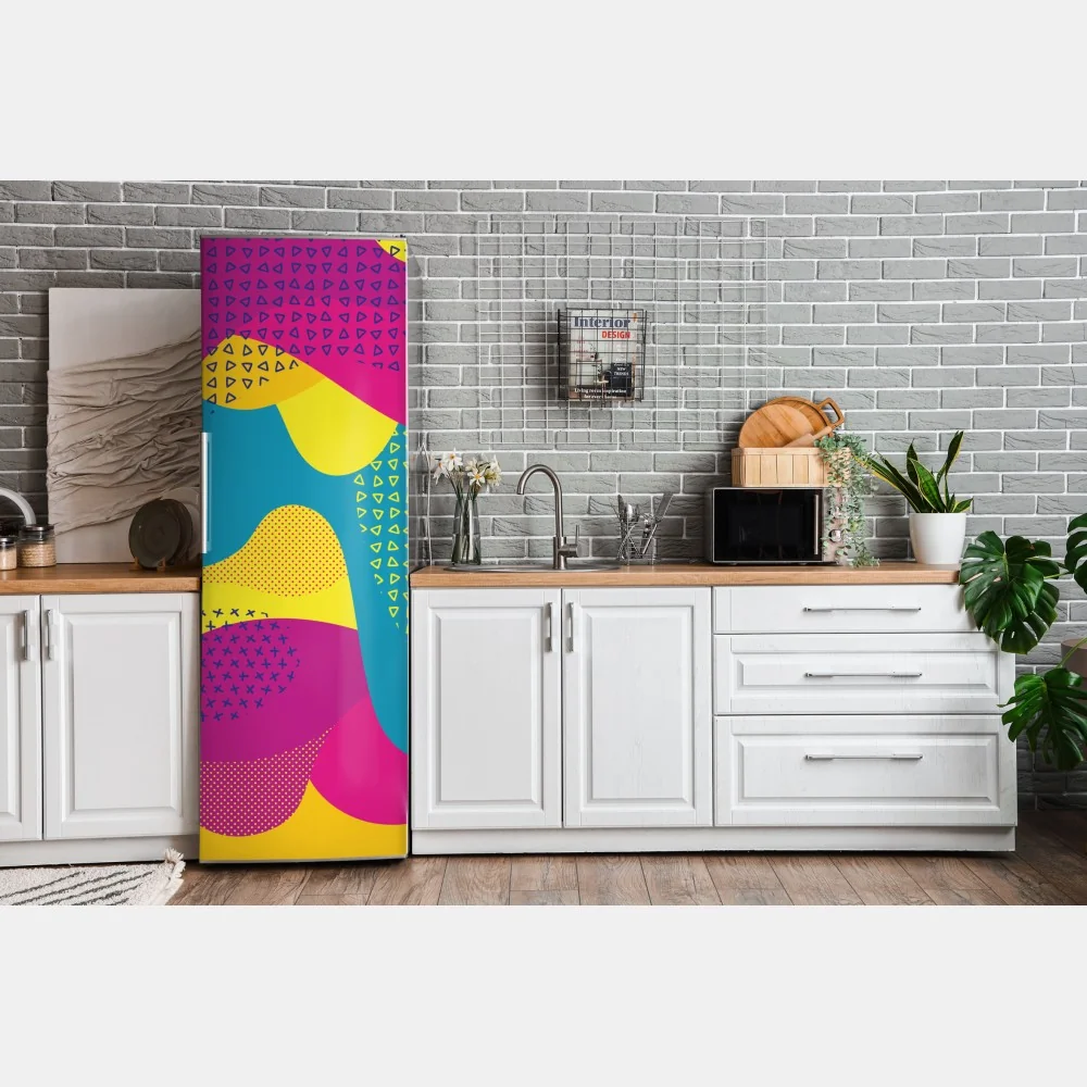 Naklejka na lodówkę żywy abstrakcyjny wzór fal – Wallissimo® Naklejka na lodówkę żywy abstrakcyjny wzór fal – Wallissimo®