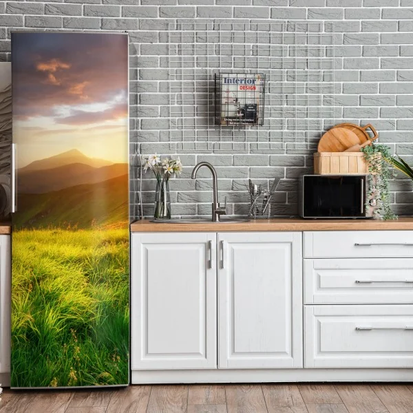 Naklejka na lodówkę tropikalne liście i kwiaty – Wallissimo®