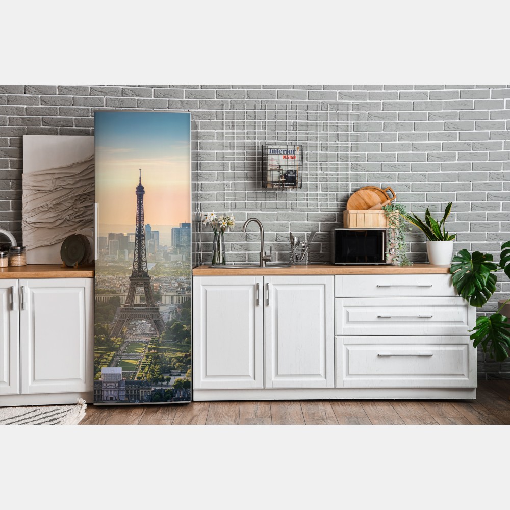 Naklejka na lodówkę Paryż panorama o zachodzie słońca z Wieżą Eiffla – Wallissimo® Naklejka na lodówkę Paryż panorama o zachodzie słońca z Wieżą Eiffla – Wallissimo®