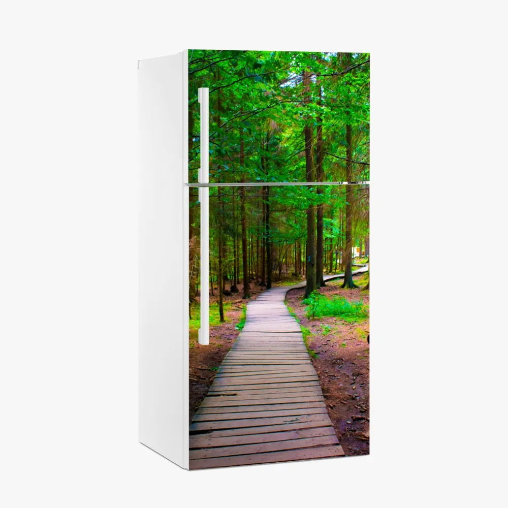 Naklejka na lodówkę spokojna leśna kładka – Wallissimo® Naklejka na lodówkę spokojna leśna kładka – Wallissimo®