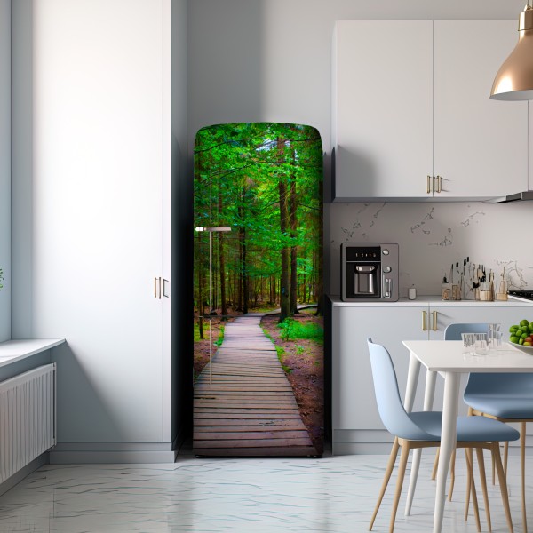 Naklejka na lodówkę spokojna leśna kładka – Wallissimo® Naklejka na lodówkę spokojna leśna kładka – Wallissimo®