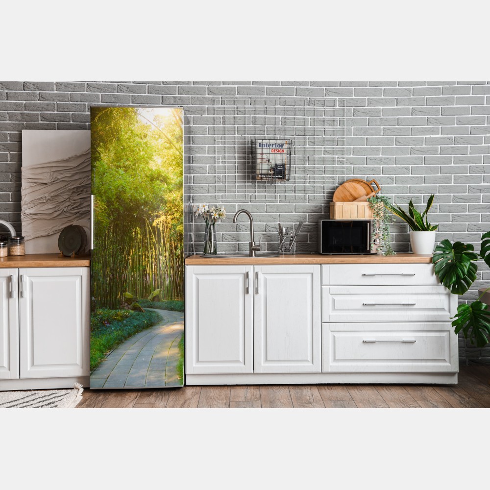 Naklejka na lodówkę spokojna ścieżka w bambusowym lesie – Wallissimo® Naklejka na lodówkę spokojna ścieżka w bambusowym lesie – Wallissimo®