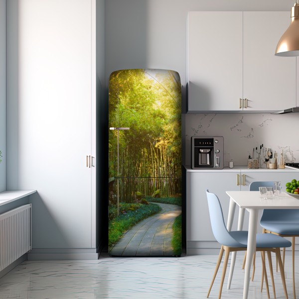 Naklejka na lodówkę spokojna ścieżka w bambusowym lesie – Wallissimo® Naklejka na lodówkę spokojna ścieżka w bambusowym lesie – Wallissimo®
