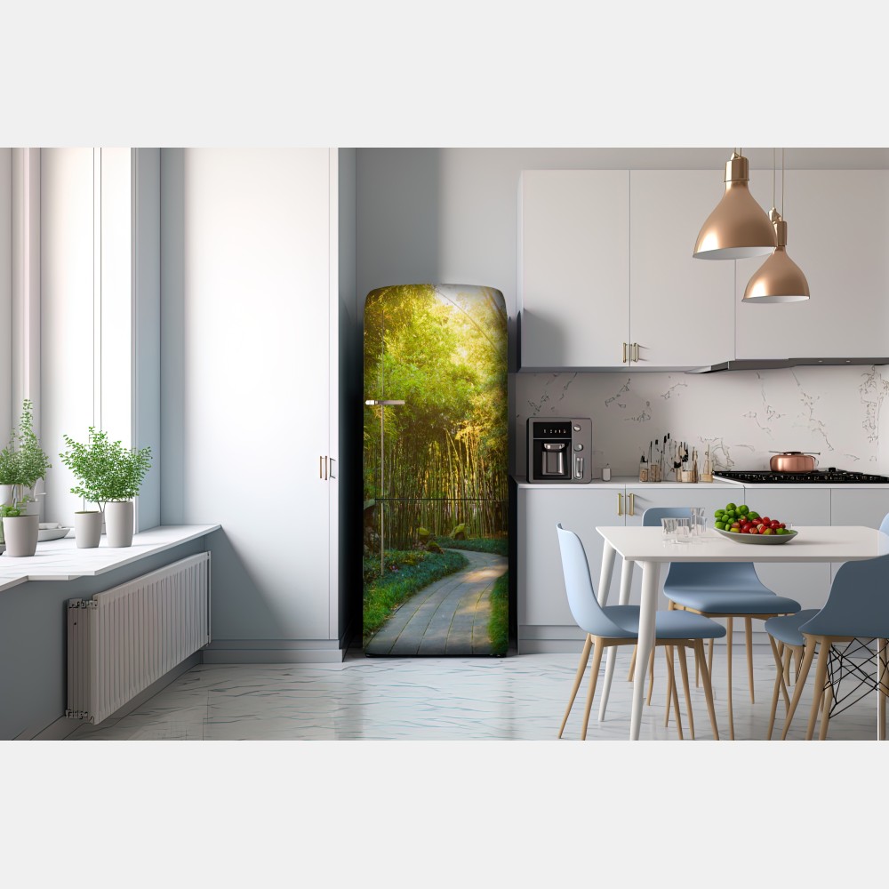 Naklejka na lodówkę spokojna ścieżka w bambusowym lesie – Wallissimo® Naklejka na lodówkę spokojna ścieżka w bambusowym lesie – Wallissimo®