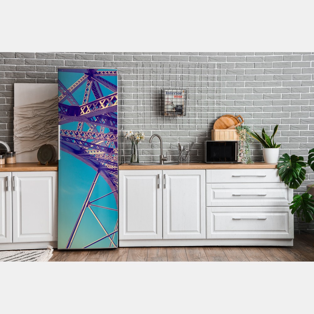 Naklejka na lodówkę abstrakcyjna stalowa konstrukcja mostu w perspektywie – Wallissimo® Naklejka na lodówkę abstrakcyjna stalowa konstrukcja mostu w perspektywie – Wallissimo®