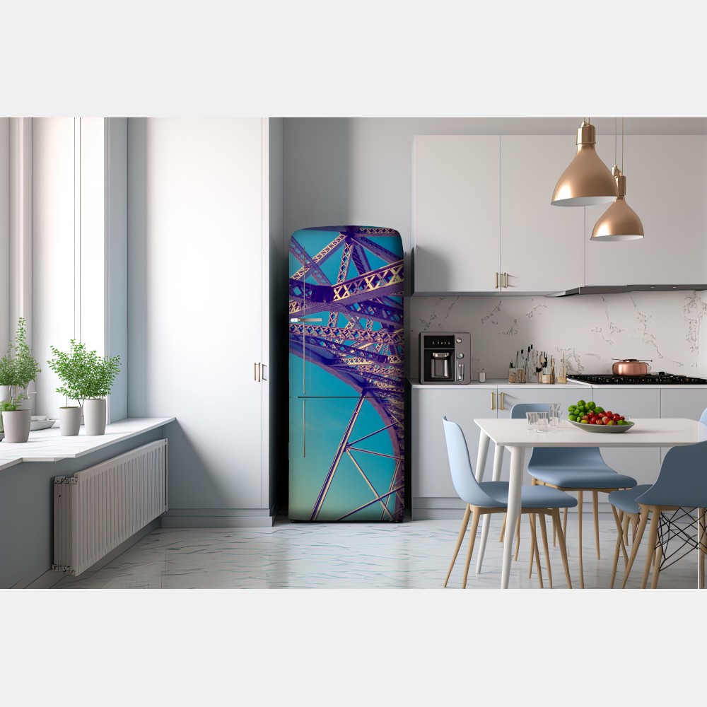 Naklejka na lodówkę abstrakcyjna stalowa konstrukcja mostu w perspektywie – Wallissimo® Naklejka na lodówkę abstrakcyjna stalowa konstrukcja mostu w perspektywie – Wallissimo®