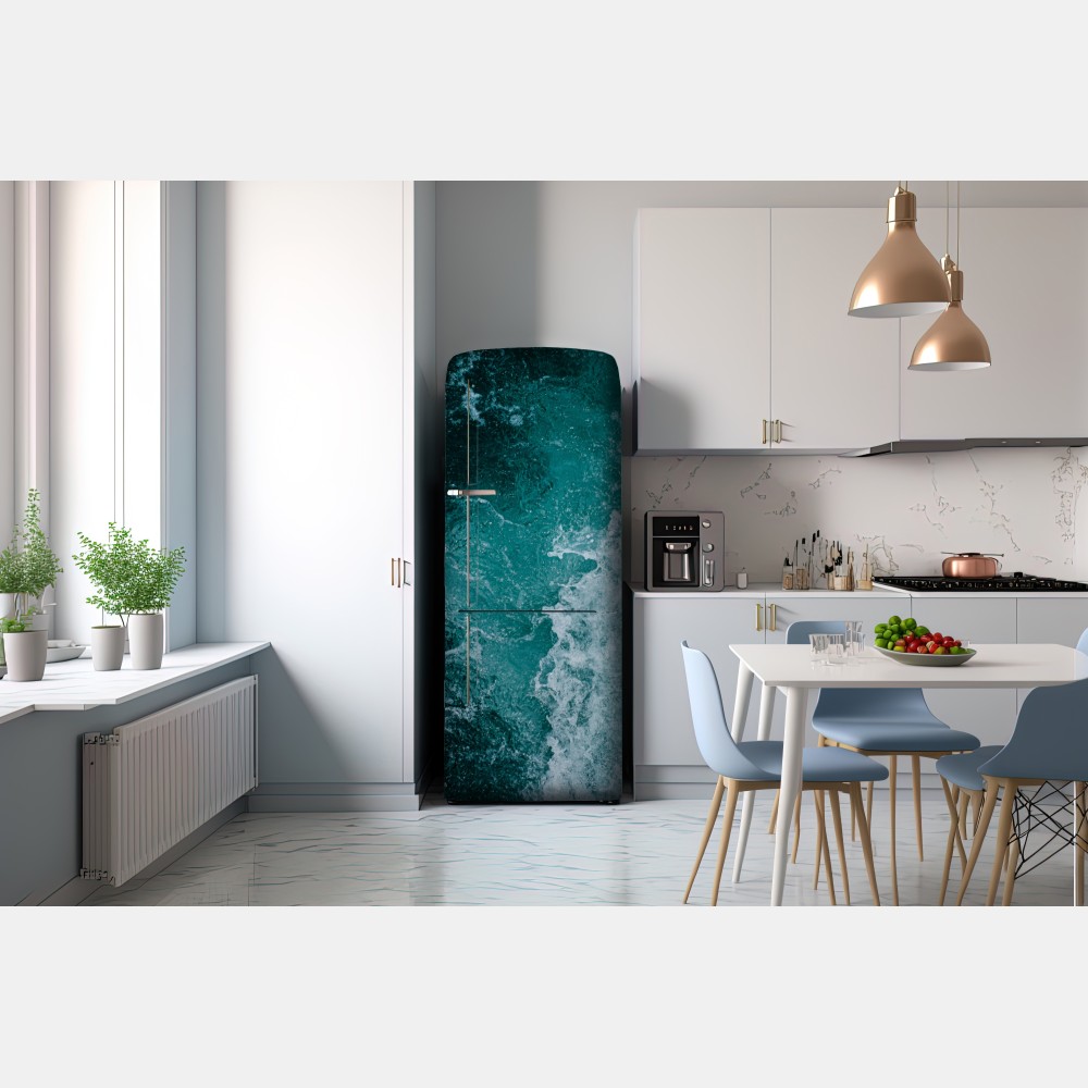 Naklejka na lodówkę turkusowe fale morskie – Wallissimo® Naklejka na lodówkę turkusowe fale morskie – Wallissimo®