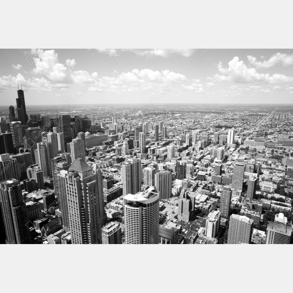 Naklejka na lodówkę Chicago panorama miasta w odcieniach szarości – Wallissimo® Naklejka na lodówkę Chicago panorama miasta w odcieniach szarości – Wallissimo®