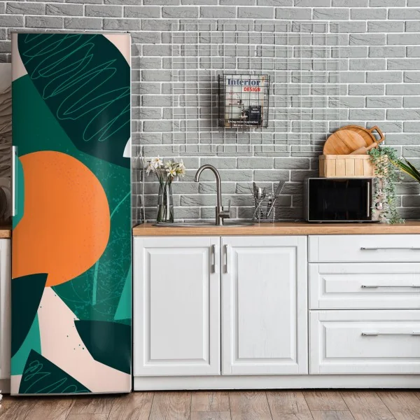 Naklejka na lodówkę tropikalne liście i cytrusowa ilustracja – Wallissimo® Naklejka na lodówkę tropikalne liście i cytrusowa ilustracja – Wallissimo®