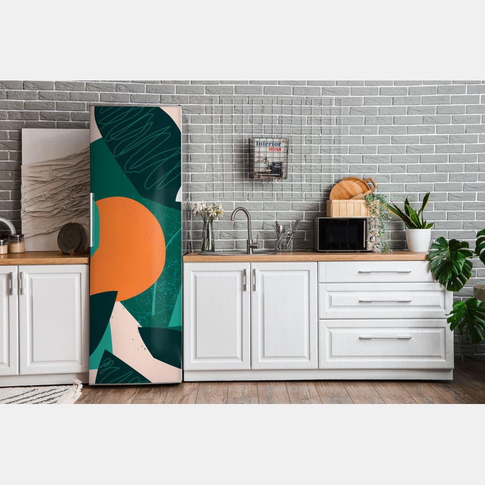 Naklejka na lodówkę tropikalne liście i cytrusowa ilustracja – Wallissimo® Naklejka na lodówkę tropikalne liście i cytrusowa ilustracja – Wallissimo®