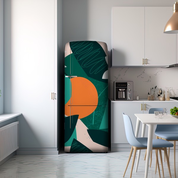 Naklejka na lodówkę tropikalne liście i cytrusowa ilustracja – Wallissimo® Naklejka na lodówkę tropikalne liście i cytrusowa ilustracja – Wallissimo®