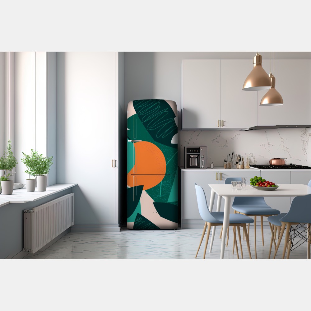 Naklejka na lodówkę tropikalne liście i cytrusowa ilustracja – Wallissimo® Naklejka na lodówkę tropikalne liście i cytrusowa ilustracja – Wallissimo®