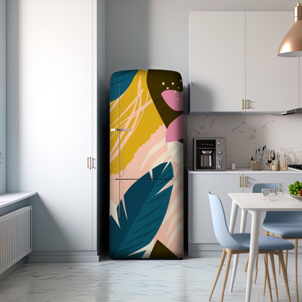 Naklejka na lodówkę tropikalna abstrakcyjna grafika kwiatowa – Wallissimo® Naklejka na lodówkę tropikalna abstrakcyjna grafika kwiatowa – Wallissimo®