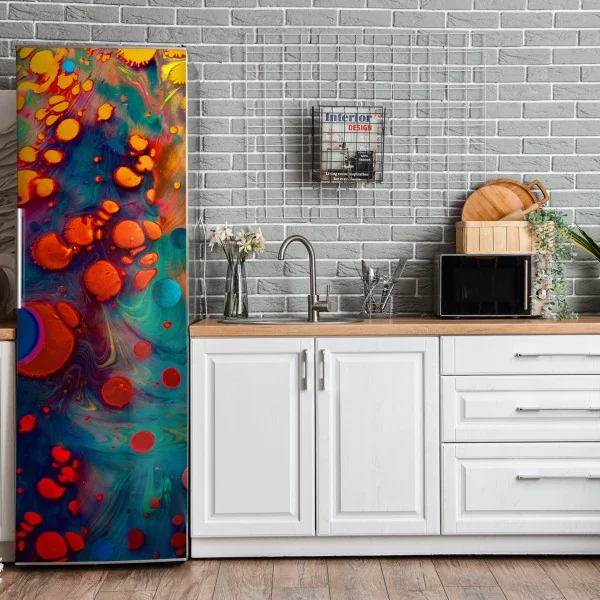 Naklejka na lodówkę złoto-czarny marmurowy wir abstrakcyjny – Wallissimo®