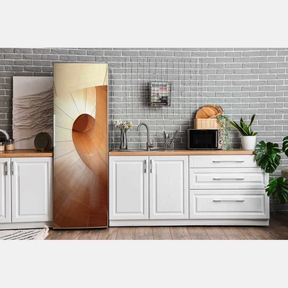 Naklejka na lodówkę ciepła drewniana spirala – Wallissimo® Naklejka na lodówkę ciepła drewniana spirala – Wallissimo®