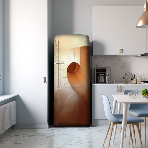 Naklejka na lodówkę ciepła drewniana spirala – Wallissimo® Naklejka na lodówkę ciepła drewniana spirala – Wallissimo®