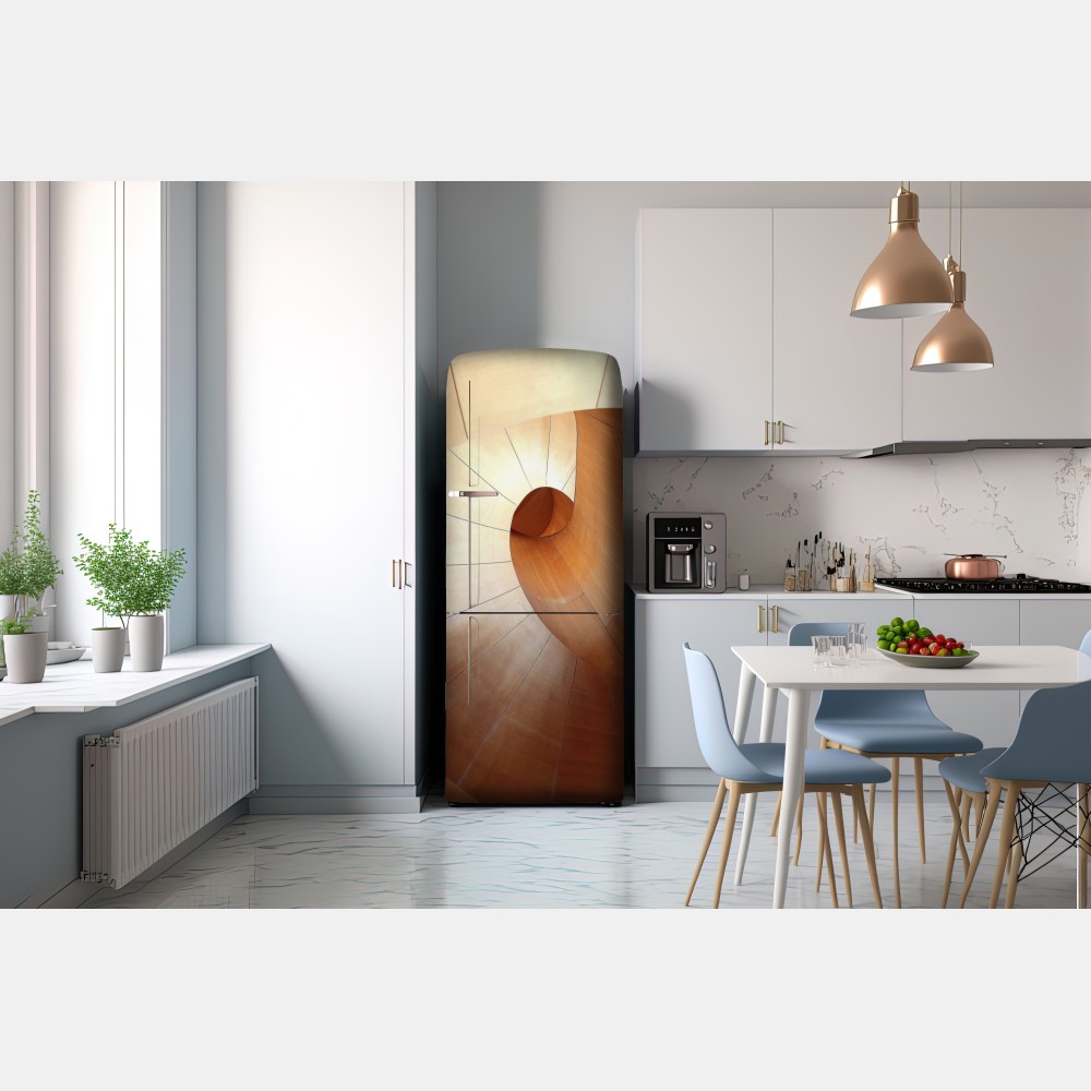 Naklejka na lodówkę ciepła drewniana spirala – Wallissimo® Naklejka na lodówkę ciepła drewniana spirala – Wallissimo®