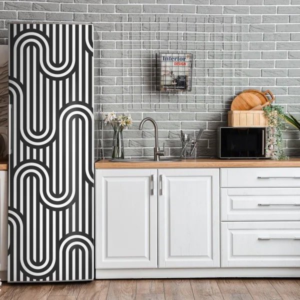 Naklejka na lodówkę turkusowe góry o złotych akcentach – Wallissimo®