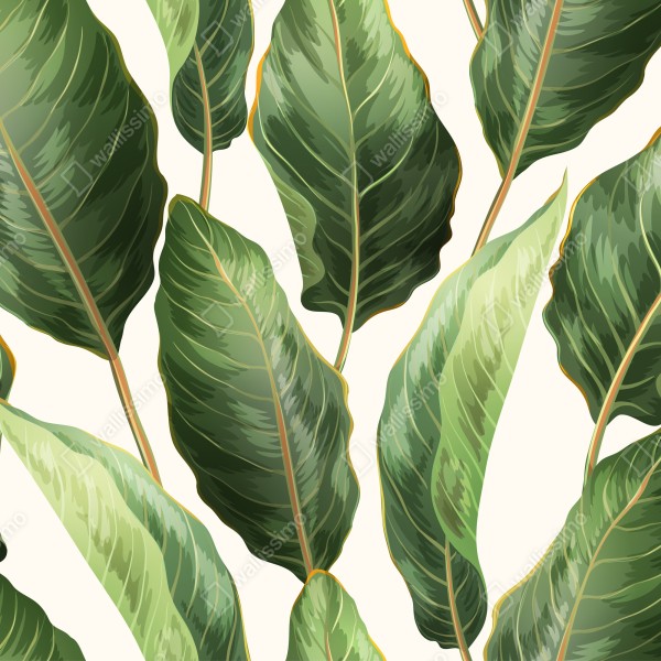 Naklejka na lodówkę tropikalny wzór z liśćmi bananowca – Wallissimo® Naklejka na lodówkę tropikalny wzór z liśćmi bananowca – Wallissimo®