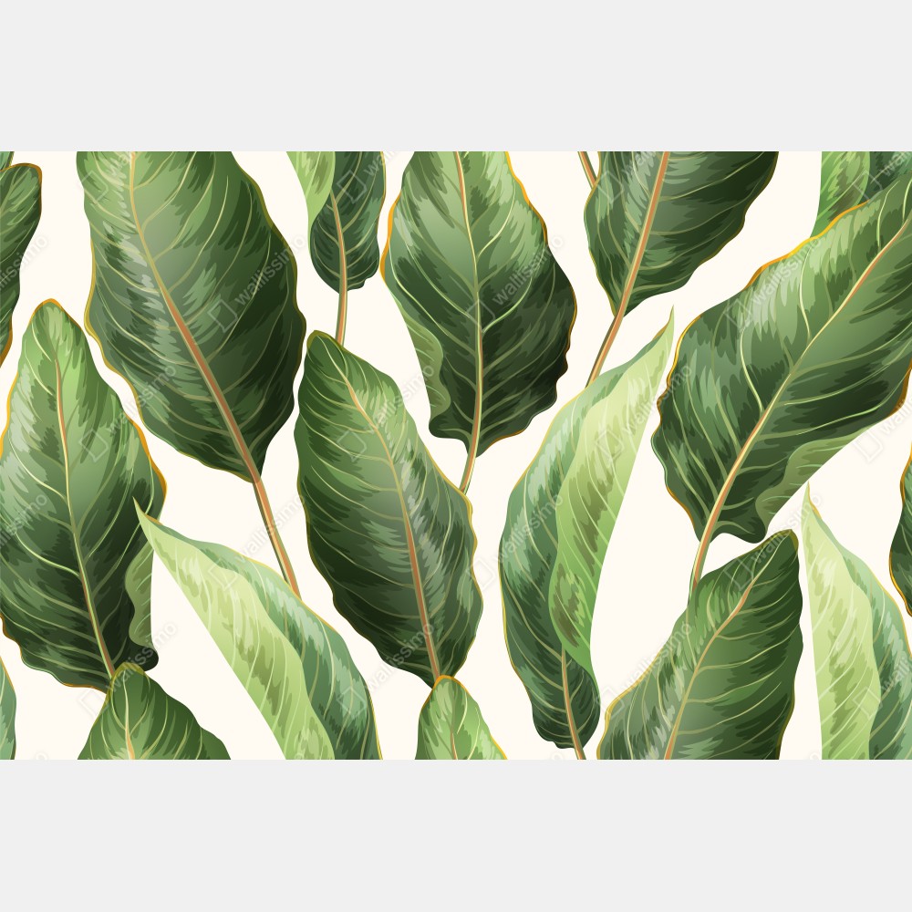 Naklejka na lodówkę tropikalny wzór z liśćmi bananowca – Wallissimo® Naklejka na lodówkę tropikalny wzór z liśćmi bananowca – Wallissimo®