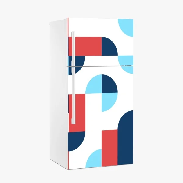 Naklejka na lodówkę odważny geometryczny wzór w granacie i koralu