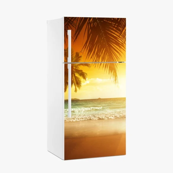 Naklejka na lodówkę złoty zachód słońca na Karaibach