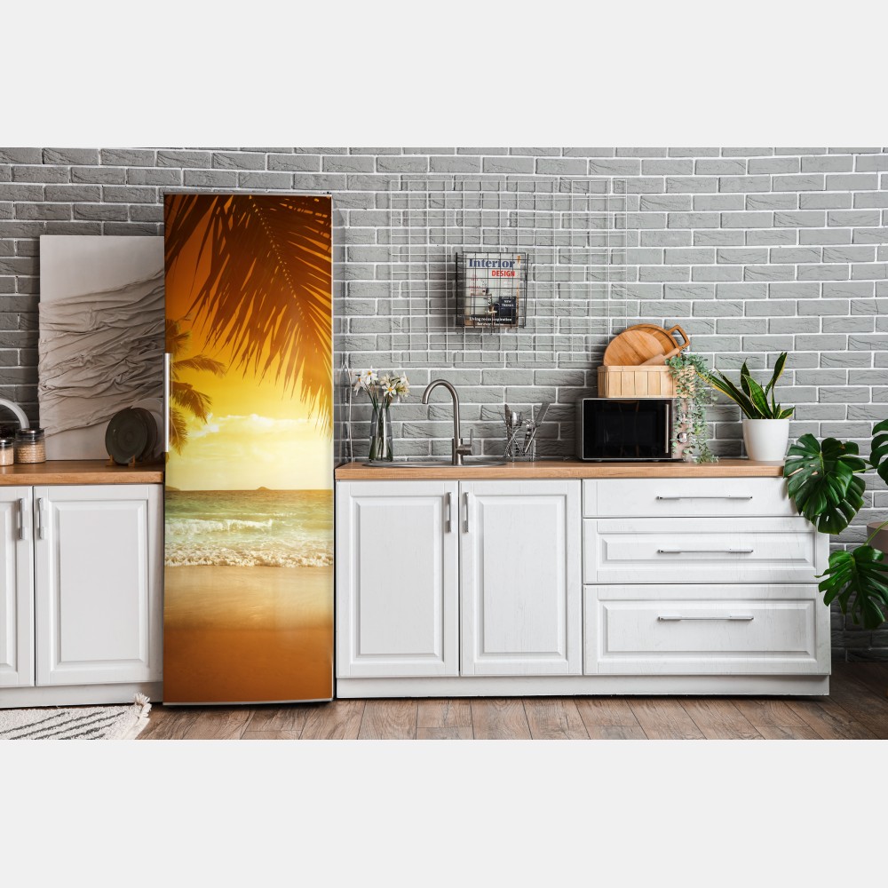 Naklejka na lodówkę złoty zachód słońca na Karaibach – Wallissimo® Naklejka na lodówkę złoty zachód słońca na Karaibach – Wallissimo®