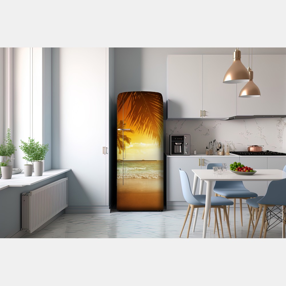 Naklejka na lodówkę złoty zachód słońca na Karaibach – Wallissimo® Naklejka na lodówkę złoty zachód słońca na Karaibach – Wallissimo®