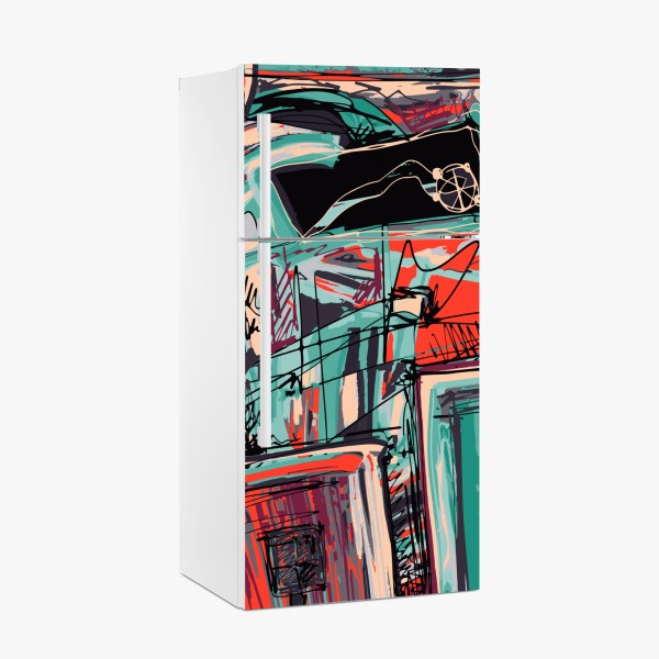 Naklejka na lodówkę vintage palmy na Hawajach o zachodzie słońca – Wallissimo®