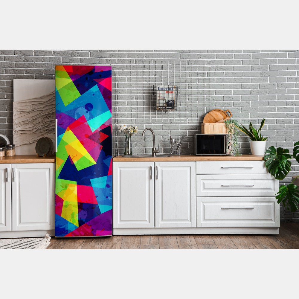 Naklejka na lodówkę żywy geometryczny akwarelowy kolaż – Wallissimo® Naklejka na lodówkę żywy geometryczny akwarelowy kolaż – Wallissimo®