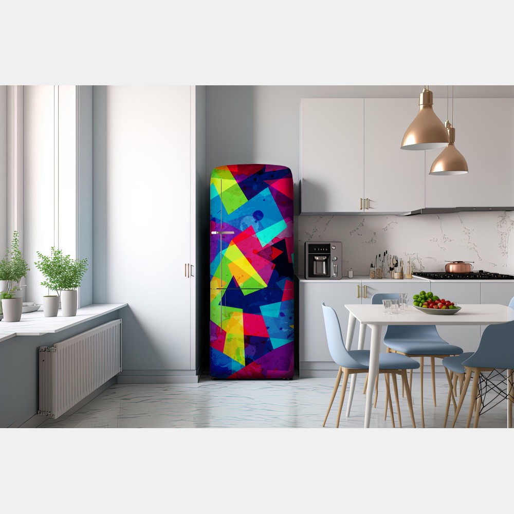 Naklejka na lodówkę żywy geometryczny akwarelowy kolaż – Wallissimo® Naklejka na lodówkę żywy geometryczny akwarelowy kolaż – Wallissimo®