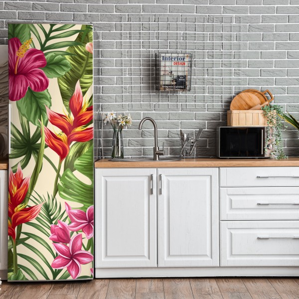 Naklejka na lodówkę zabawny tropikalny wzór geometryczny – Wallissimo®