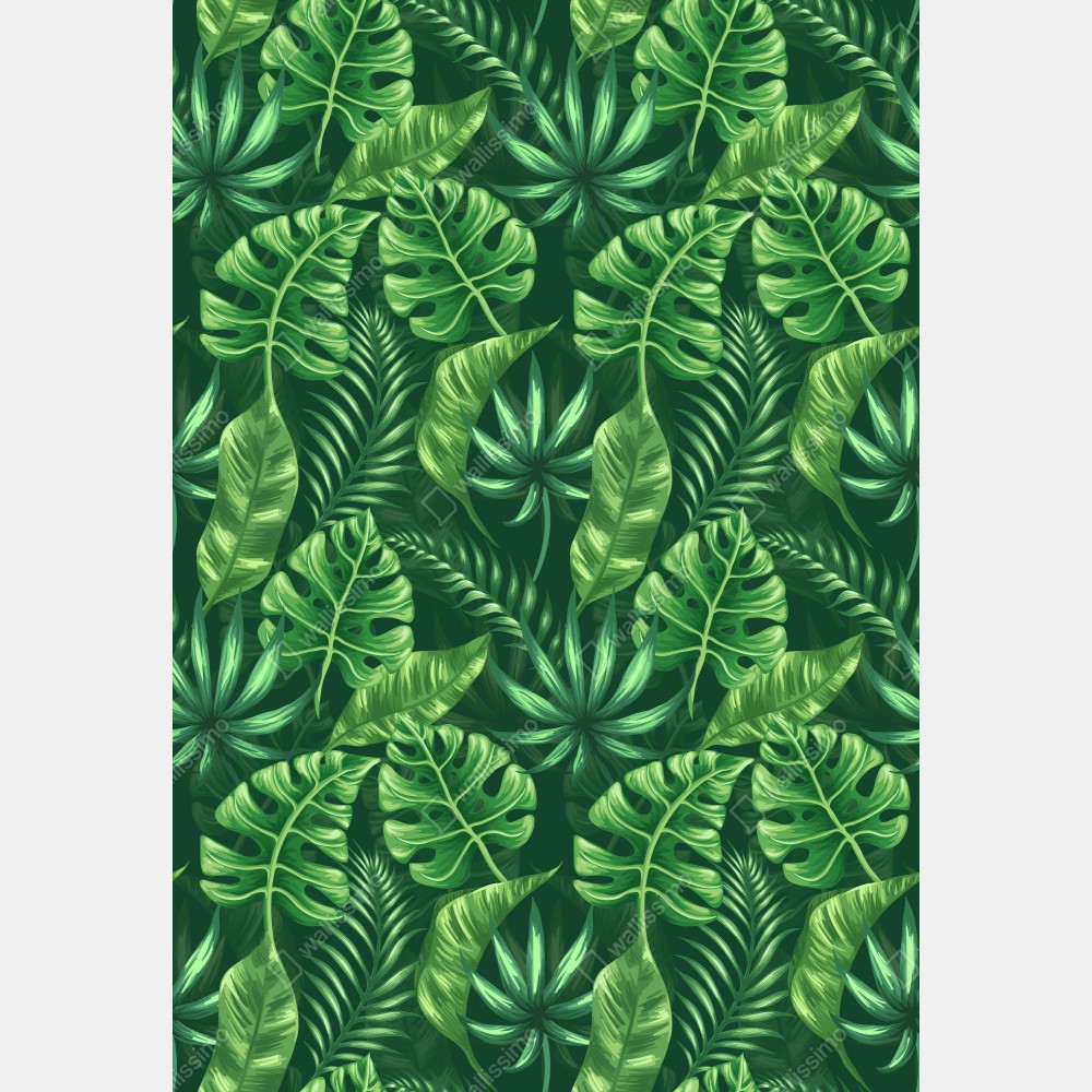 Naklejka na lodówkę tropikalny wzór z liśćmi monstery – Wallissimo® Naklejka na lodówkę tropikalny wzór z liśćmi monstery – Wallissimo®