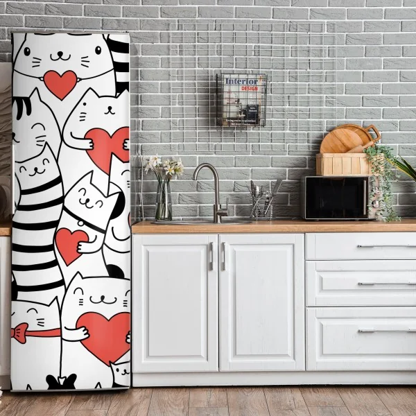 Naklejka na lodówkę złote liście w stylu line art – Wallissimo®