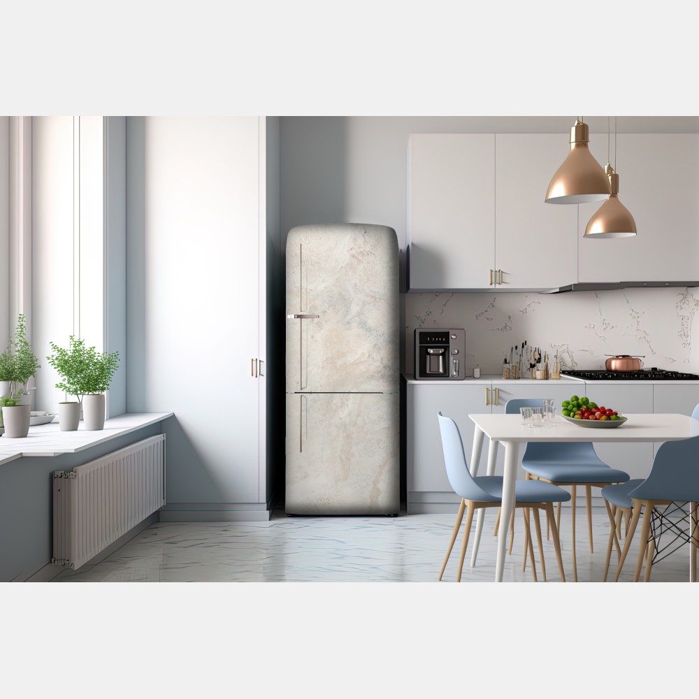 Naklejka na lodówkę miękka beżowa tekstura marmuru – Wallissimo® Naklejka na lodówkę miękka beżowa tekstura marmuru – Wallissimo®