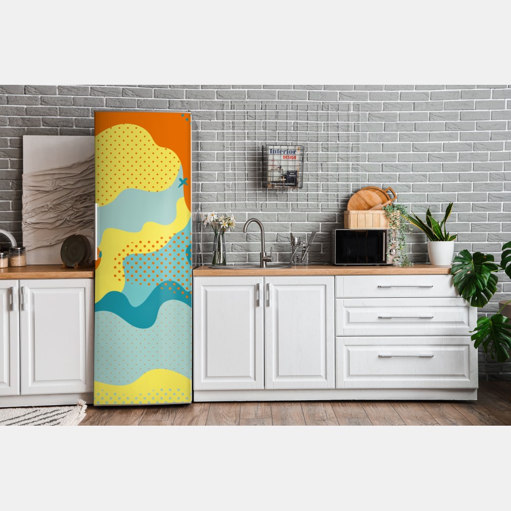 Naklejka na lodówkę żywy abstrakcyjny motyw pop-art – Wallissimo® Naklejka na lodówkę żywy abstrakcyjny motyw pop-art – Wallissimo®