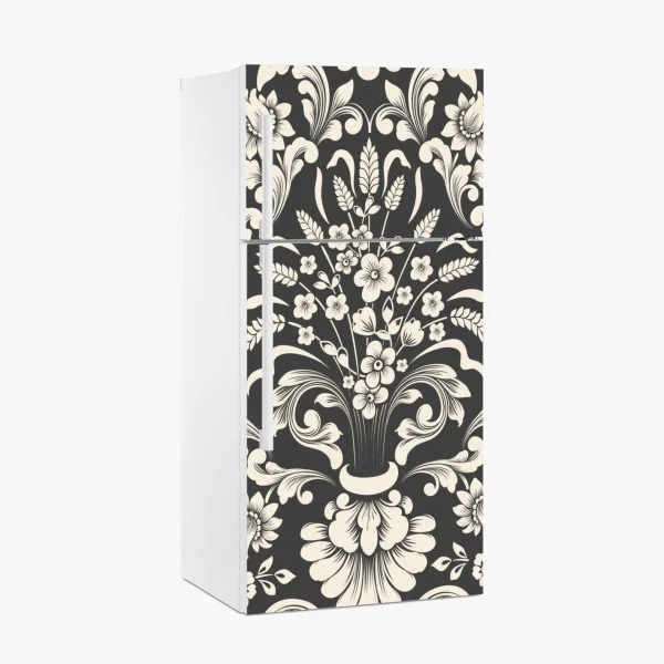 Naklejka na lodówkę turkusowy wzór łusek z złotymi detalami – Wallissimo®