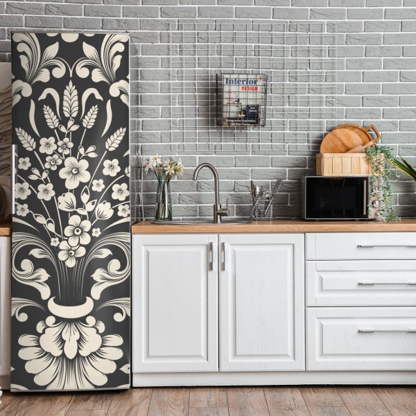 Naklejka na lodówkę turkusowy wzór łusek z złotymi detalami – Wallissimo®