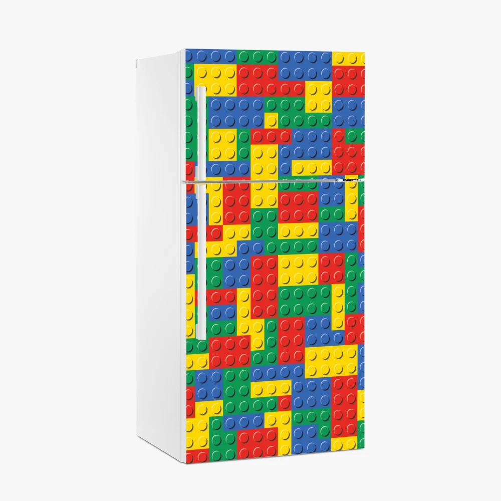 Naklejka na lodówkę kolorowy wzór klocków konstrukcyjnych – Wallissimo® Naklejka na lodówkę kolorowy wzór klocków konstrukcyjnych – Wallissimo®