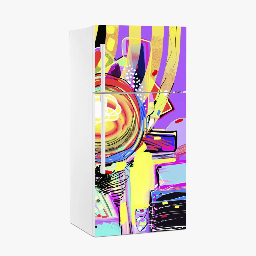 Naklejka na lodówkę żywa fioletowa kompozycja abstrakcyjna – Wallissimo® Naklejka na lodówkę żywa fioletowa kompozycja abstrakcyjna – Wallissimo®