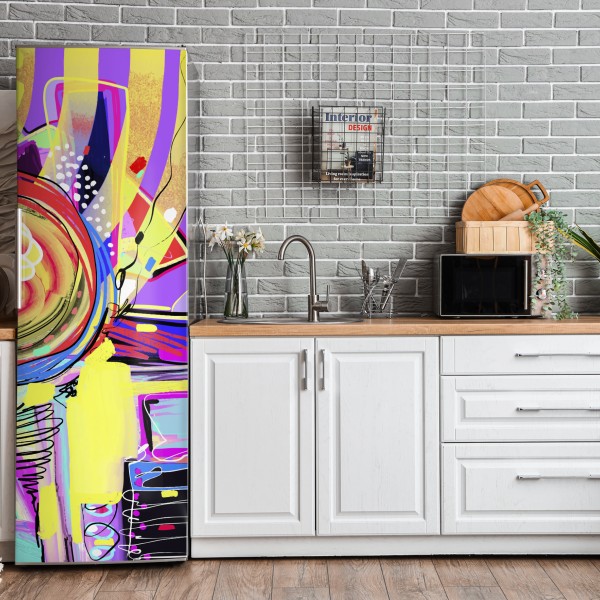 Naklejka na lodówkę tropikalny zachód słońca z palmami – Wallissimo®